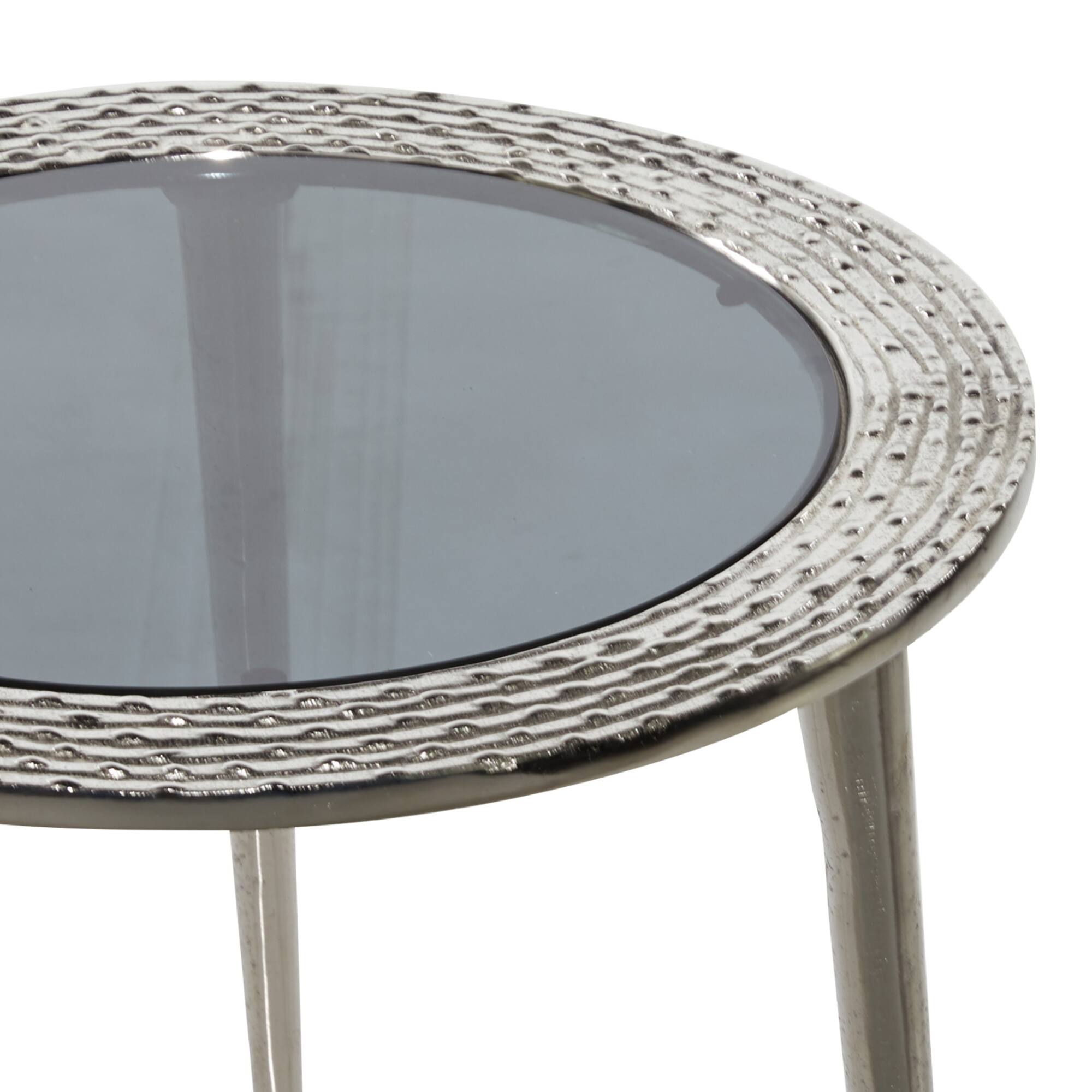 19" Silver Contemporary Aluminum Accent Table